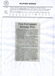 Eka Kurniawan Berbagai Ilmu. Malang Pos, 22/4/16