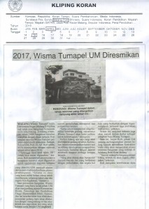 2017, Wisma Tumapel UM diresmikan, Malang Pos, 15/4/16