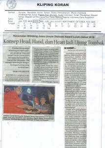 Kosep Head, Hand, dan Heart Jadi Ujung Tombak. Jawa Post Radar Malang, 6/4/16