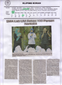 SMA Lab UM Bebas 100 Persen Narkoba. Malang Post 17 Januari 2017