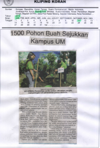 Malang Post 11 Januari 2017 1500 Pohon Buah Sejukkan Kampus UM