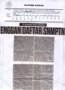 29 Sekolah Kota Malang Enggan Daftar SNMPTN, Malang Post 7 Februari 2017