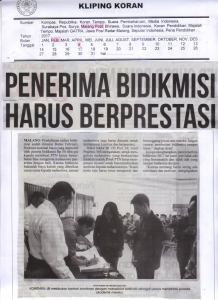 PENERIMA BIDIKMISI HARUS BERPRESTASI, Malang Post 4 Februari 2017