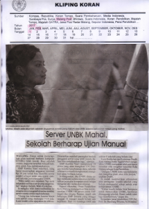 Server UNBK Mahal,  '  Sekolah Berharap Ujian Manual, Malang Post 1 Februari 2017 