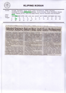 Modal Sarjana Belum Bisa Jadi Guru Profesional, Malang Post 15 Februari 2017