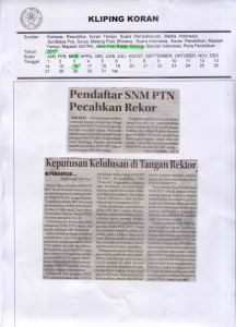 Pendaftar SNM PTN  Pecahkan Rekor, Jawa Pos Radar Malang 16 Maret 2017
