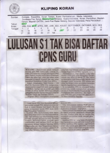 LULUSAN S1TAK BISA DAFTAR CPNS GURU, Malang Post 20 Maret 2017