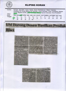 UM Dorong Dosen Hasilkan Produk Riset, Jawa Pos Radar Malang 14 Maret 2017