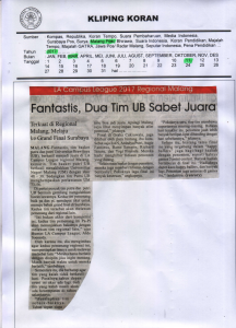 Fantastis, Dua Tim UB Sabet Juara, Malang Post 11 Maret 2017