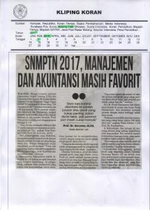 Surat TSBMPTN 2017, MANAJEMEN DAN AKUNTANSI MASIH FAVORIT, Malang Post 2 Maret 2017