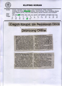Cegah Korupsi, Izin Perjalanan Dinas Dirancang Online, Malang Post 31 Maret 2017