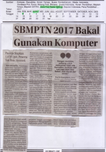SBMPTN 2017 Bakal  Gunakan Komputer, Jawa Pos Radar Malang 2 April 2017
