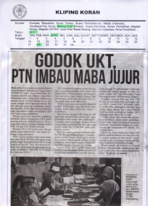 G0D0K UKT, PIN IMBAU MABA JUJUR, Malang Post 28 April 2017