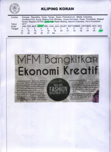 MFM Bongkitkan Ekonomi Kreatif, Jawa Pos Radar Malang, 26 April 2017