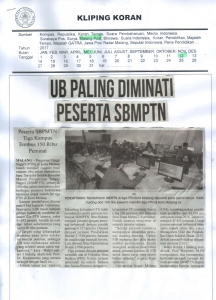 UB PALING DIMINATI  PESERTA SBMPTN, Malang Post 12 Mei 2017