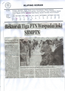 Rektor di Tiga PTN Waspadai Joki SBMPTN, Jawa Pos Radar Malang 15 Mei 2017