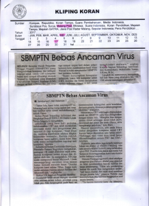 SBMPTN Bebas Ancaman Virus, Malang Post 17 Mei 2017