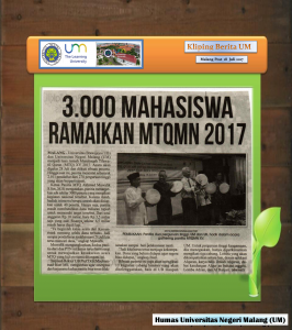 3.000 MAHASISWA  RAMAIKAN MTQMN 2017 , Malang Post 18 Juli 2017...