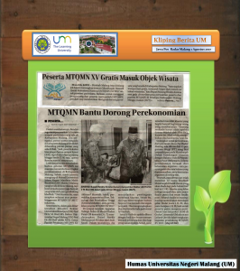 Peserta MTQMN XV Gratis Masuk Objek Wisata, Jawa Pos Radar Malang 1 Agustus 2017