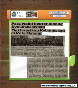 Para Wakil Rektor Bidang  Kemahasiswaan  Deklarasikan Kebangsaan  di Kota Malang, Surya 1 Agustus 2017