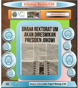 GRAHA REKTORAT UM AKAN DIRESMIKAN PRESIDEN JOKOWI, Malang Post 13 Oktober 2017