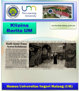 Batik Lintas Tema Syarat Kelulusan, Jawa Pos Radar Malang 25 Mei 2018