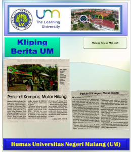 Parkir di Kampus, Motor Hilang, Malang Post 25 Mei 2018
