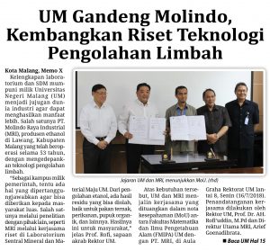 UM Gandeng Molindo,  Kembangkan Riset Teknologi  Pengolahan Limbah, Memo X 17 Juli 2018 molindo 1