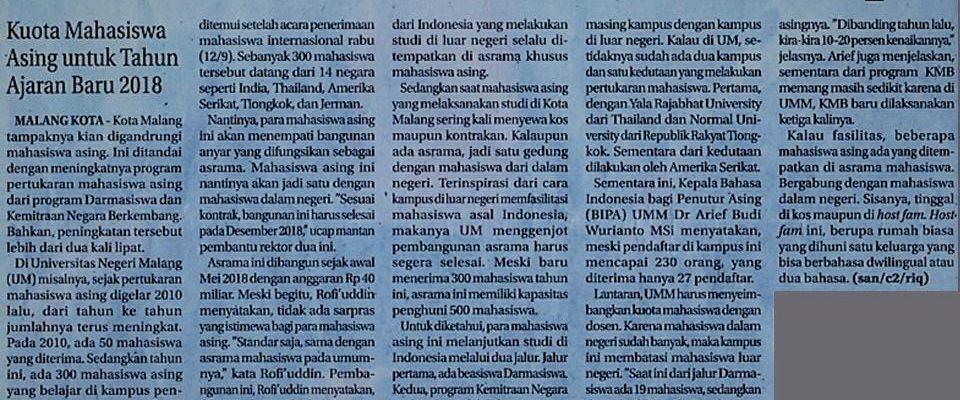 Media Cetak Jawa Pos Radar Malang 14 September 2018