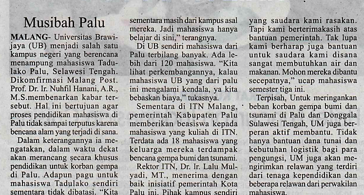 Media Cetak Malang Post 4 Oktober 2018
